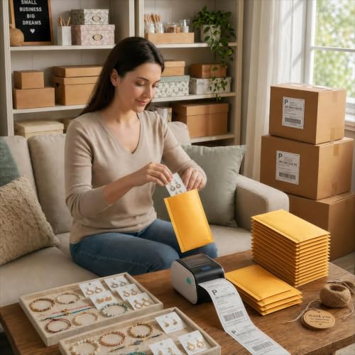 Fuxury Kraft Bubble Mailers 4x8" 100 Pack Small Padded Envelopes Usable 4x7 - color: Yellow, size: 4x8" 100PC