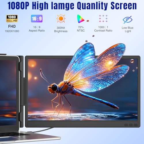 KEFEYA Laptop Screen Extender 14", FHD 1080P IPS Laptop Monitor Extender, Portable Monitor for Laptops 13-17" with USB-C/HDMI Port, Plug n Play for Windows/Mac/Android/Switch/PS5 - size: 14.1” Monitor Extender
