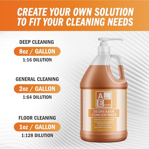 Degreaser Concentrate - Heavy Duty - Makes 128 Gallons of Cleaner- Commercial Kitchen Strength - Removes Tough Grease, Grime and Food Soils - Restaurant Floor Degreaser - size: 1 Gallon (Pack of 2)