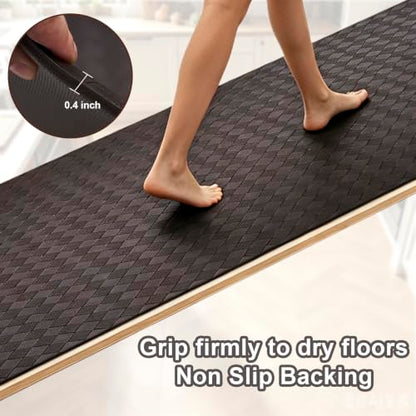 Kitchen Mats and Rugs Cushioned Anti-Fatigue, 35.4" x 59.1", Brown - color: Brown, size: 59.1"L x 35.4"W x 0.4"Th