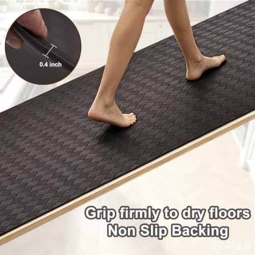 Kitchen Mats and Rugs Cushioned Anti-Fatigue, 23.6" x 86.6", Brown - color: Brown, size: 86.6"L x 23.6"W x 0.4"Th