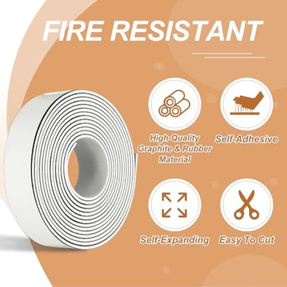 Smoke Fire Seal Strip 9.8Ft 30mm/1.18" Wx 2mm/0.08" T White - color: White, size: 9.8FT x 30mm / 1.18" W x 2mm / 0.08" T