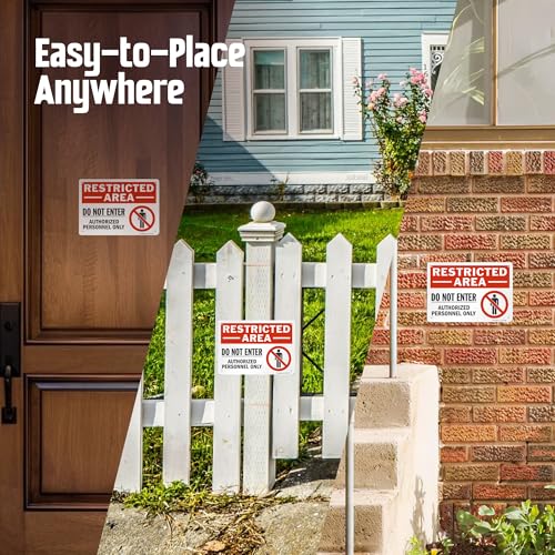 SmartSign 10 x 14 inch “Restricted Area - Do Not Enter, Authorized Personnel Only” OSHA Metal Sign, 40 mil Laminated Rustproof Aluminum, Red, Black and White, Made in USA - style: 10" x 14" - Aluminum