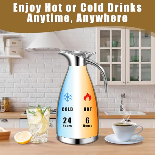 Uiifan 2 Pcs 68oz Thermal Coffee Carafe for Keeping Hot/Cold - color: Champaign Gold