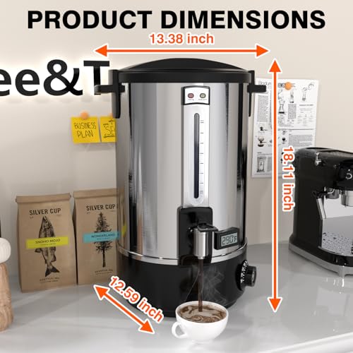 Commercial Coffee Urn，110 Cups/16.5L Stainless Steel Large Coffee Dispenser，Double Wall Electric Coffee Urn，Electric Coffee Maker Urn，Commercial Grade Percolate Coffee Maker Hot Water Urn for Catering