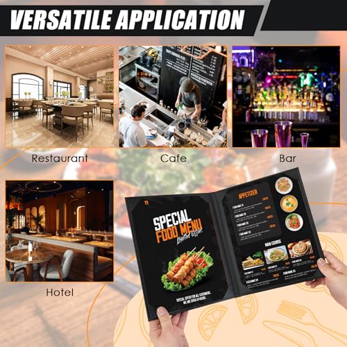 NATGAI 10 Pack 2 Panel 2 View Restaurant Menu Covers 8.5" x 11" - size: 2 View, 8.5"×11"