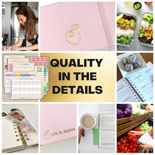 Life & Apples Weekly Meal Planner Notebook with Grocery List, Rose Gold - color: Rose Gold