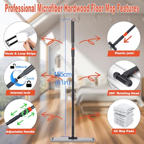 18 in Microfiber Mop Large Wet Flat Mops for Floor Cleaning - size: 18 IN