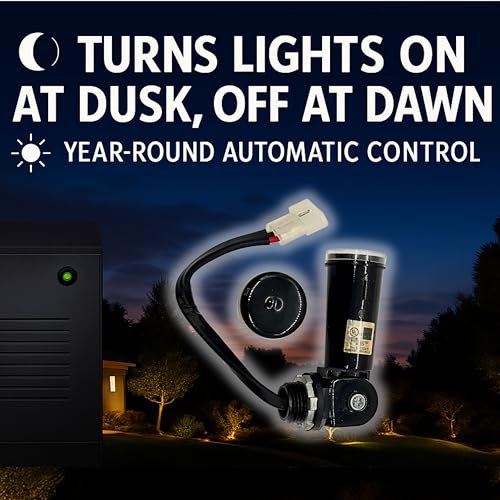Dusk to Dawn Sensor Photocell for Outdoor Lighting - Outdoor Photocell for Landscape Lighting Transformer, Plug in Photo Cell, Photo Electric Switch Dusk-to-Dawn Light Sensor Switch with Swivel Mount