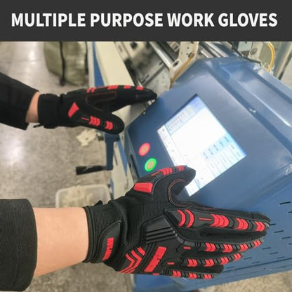 Work Gloves Men,Impact Glove,Safety Gift,Medium,Red+Black - color: Red+black, size: Medium