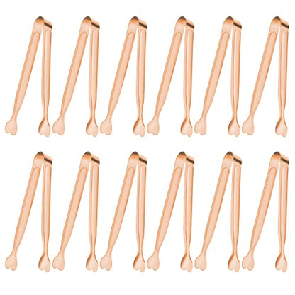 Small Serving Tongs, Anytrp 12-Pack Stainless Steel Sugar Tongs, 5.3inch Kitchen Metal Appetizers Tong for Serving Food, Buffets, Coffee Bar, Tea Party, Desserts Party and Ice Bucket - color: Rose Gold, size: 5.3inch-12pcs
