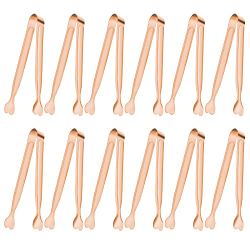 Small Serving Tongs, Anytrp 12-Pack Stainless Steel Sugar Tongs, 5.3inch Kitchen Metal Appetizers Tong for Serving Food, Buffets, Coffee Bar, Tea Party, Desserts Party and Ice Bucket - color: Rose Gold, size: 5.3inch-12pcs