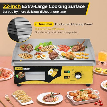 Dyna-Living Commercial Electric Griddle 22'' Stainless Steel Flat Top Grill - color: Stainless Steel
