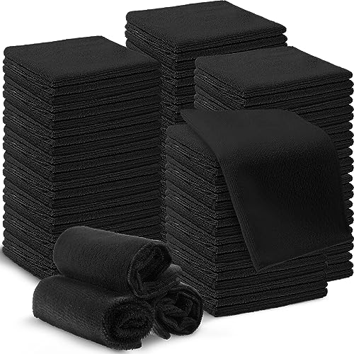 Macarrie 200 Microfiber Cleaning Cloths, 12 x 12 in, 200 GSM, Black - color: Black