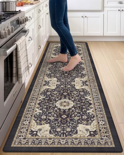 DEXI Kitchen Floor Mats Cushioned Anti Fatigue Runner Rug 23x59 Black - color: Black, size: 59"L x 24"W x 0.4"Th