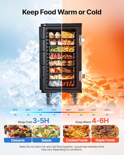 VEVOR Insulated Food Pan Carrier, 127 Qt Non-Electrical Food Warmer, with Swivel Wheel & 304 Stainless Steel Latch, LLDPE Stackable Hot Box, for Various Pan Sizes(NOT Included), Fit Catering BBQ Event - size: 25.6 x 17.7 x 30.5 in