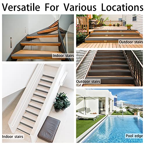 5 Pack Rubber Stair Nosing - 3.3Ft Stair Anti-Slip Adhesive Strip, Made of Wear-Resistant Rubber, Mute, Easy to Install - Indoor/Outdoor (3.3Ft, Full Grey, 5) - color: Full Grey