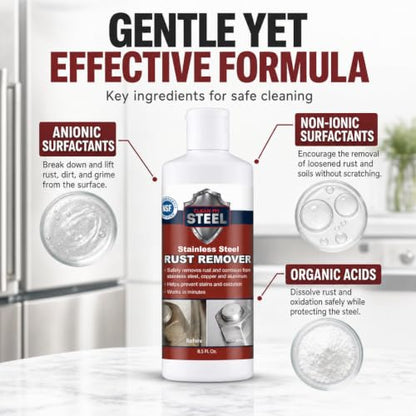 CLEAN MY STEEL Stainless Steel Rust Remover Cream 8.5 oz - size: 8.5 Fl Oz (Pack of 1)