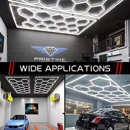 LZHOME Hexagon LED Garage Light: Ultra-Bright Hex Ceiling Lights, Hexagon led Lights for Garage Warehouse Workshop Gym Basement - size: 14 HEX+Border
