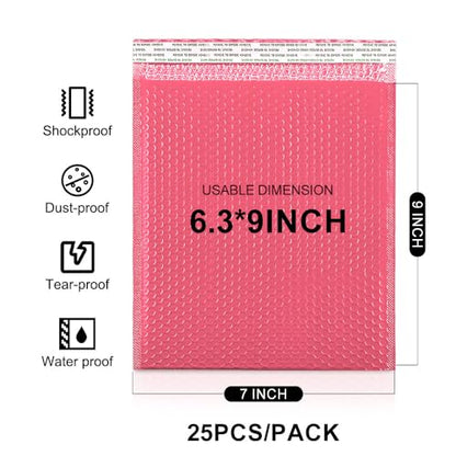 Koja Extra Thick Padded Bubble Mailers, 6x10 in, 25-Pack, Pink - color: Pink, size: 6 x 10" 25-Pack