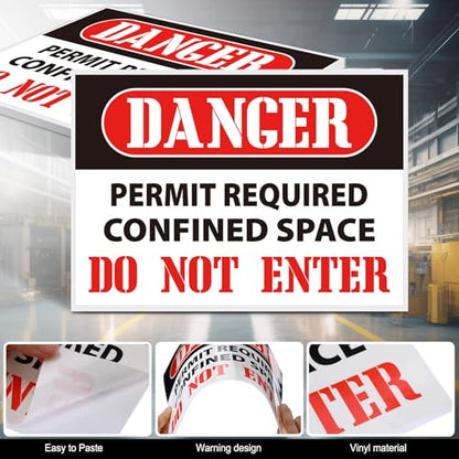 Kingdder 20 Pack Danger: Permit-required Confined Space, Do Not Enter Sign, 10" x 7" Permanent Self Adhesive Vinyl Labels, Confined Space Safety Warning Label, Waterproof & UV Resistant