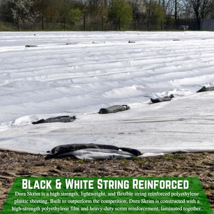 Farm Plastic Supply - String Reinforced Silage Cover Black/White - 12 Mil - Heavy Duty Polyethylene Plastic for Silage, Bunker Cover for Farming, Agriculture (24' x 50') - size: 24' x 50'