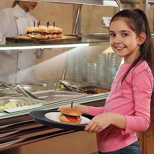 Soro Essentials- 14" Round Non-Skid Serving Tray Black Color Fiberglass Set of 2- Food Tray Restaurant Serving Trays Skid Resistant Surface Perfect for Cafeterias Cafes Fast Food - color: Black, size: 14"