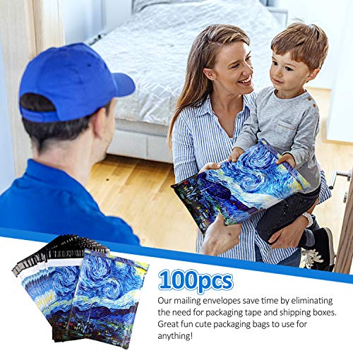 10X13 (100 Pack) Poly Mailer Envelope Plastic Custom Mailing & Shipping Bags - Self Seal (Starry Night) - color: Starry Night