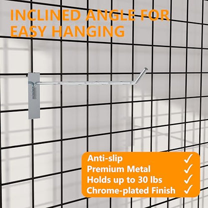 8 Inch, 25 Pcs, Gridwall Hooks, Metal Display Hangers - color: Chrome, size: 8 Inch