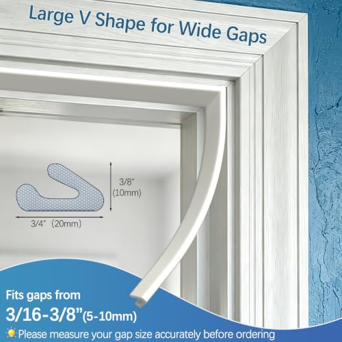 V-Shaped Weather Stripping for Doors and Windows,Large Gap Door Seal Strip - size: 39.4 FT