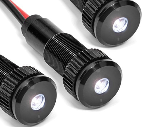 Oznium 3 Pack of PLUG-N-PLAY Instrument Cluster LED Indicator Light Dash Bulbs. Aluminum Pilot Lights. Acrylic Lens. Flush Panel Mount 5/16" 8mm 12V for Speedometer Odometer (Black Bezel, White LED) - color: Black Bezel, White LED, size: 3 Pack