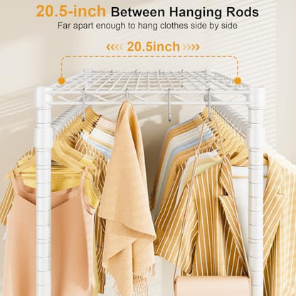 ULIFHOME Rolling Clothes Rack, Clothing Racks for Hanging Clothes, White - color: White, size: P4 Plus