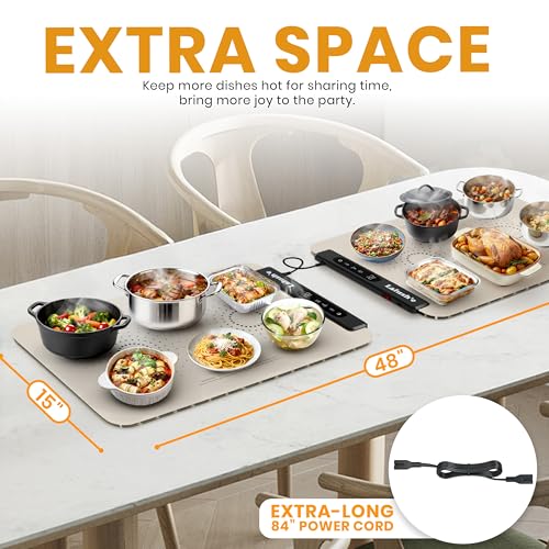 Electric Food Warming Mats 24×15" (2-Pack) Heating Pads Parallel Connection - color: Beige, size: 2-Pack: 24"x15"