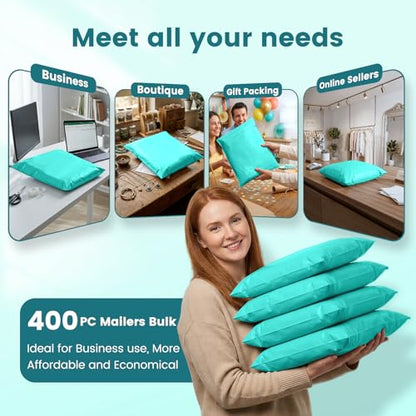 Metronic Large Bulk Poly Mailers 14.5x19 400 Pack, Self-Seal Shipping Bags - color: Teal, size: 14.5x19 400PC