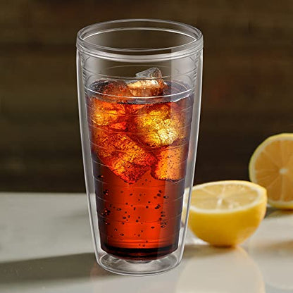 Amazing Abby - Alaska - 24-Ounce Insulated Plastic Tumblers (Set of 4), Double-Wall Plastic Drinking Glasses, All-Clear Reusable Cups, BPA-Free, Shatter-Proof, Dishwasher-Safe - style: All-Clear, 24 oz