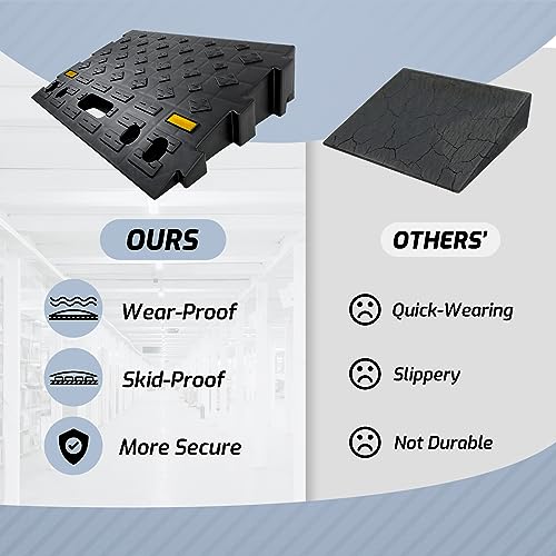 4" high 2-Piece Portable Automotive Curb Ramp, Heavy-Duty Plastic Threshold Ramp Track Interlocking Step Ramp Structure 6600 Lbs Load Capacity for Cars, Wheelchairs, Bikes, Motorcycles