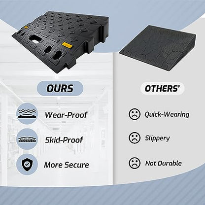 4" high 2-Piece Portable Automotive Curb Ramp, Heavy-Duty Plastic Threshold Ramp Track Interlocking Step Ramp Structure 6600 Lbs Load Capacity for Cars, Wheelchairs, Bikes, Motorcycles