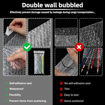 Frienda 300 Pcs Self Adhesive Bubble Bags Packing Pouches, 4" X 8" - size: 4" X 8"