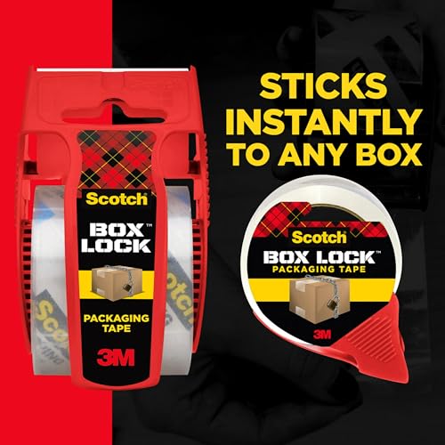 Scotch Box Lock Packing Tape, Clear, Extreme Grip Box Packaging Tape for Shipping and Mailing, 1.88 in x 22.2 yd, 1 Refill Roll - size: 1 Roll