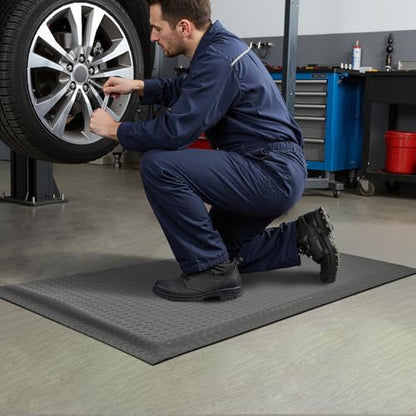 Nisorpa Anti Fatigue Mats Industrial 3' x 5' Ergonomic Standing Mat 15/16" Extra Thick Heavy Duty Commercial Diamond Plate Support Shop Floor Mat for Leg & Back Pain,Grey - size: 3' x 5'