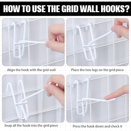 Moxweyeni 25 Pack Grid Wall Hooks, 6 Inch White Gridwall Hanger - color: White, size: 6 Inch