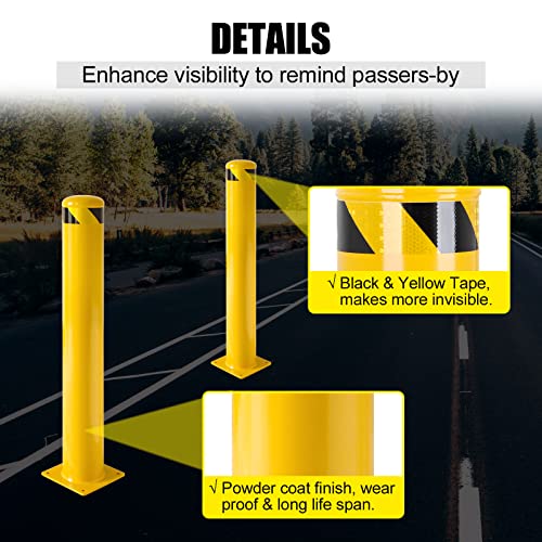 Safety Bollard,36 Inch Height Yellow Steel Bollard Post - size: 36x4.5