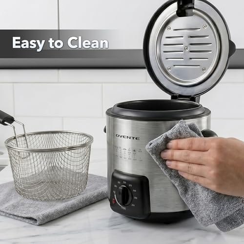 OVENTE Electric Deep Fryer, 0.9L Capacity, 840W, Silver FDM1091BR - color: FDM1091BR - Silver