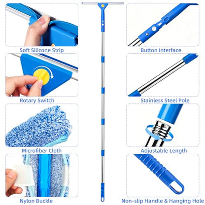 Window Cleaning Kit with Bucket, Squeegee and Scrubber for Home Outdoor
