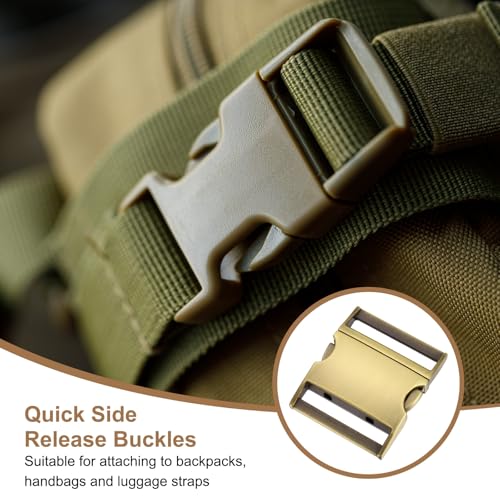 HARFINGTON Metal Quick Side Release Buckles Zinc Adjustable Quick Release Buckle Replacement Snaps Clips Clasps - color: Brushed Bronze, size: 1-1/2"(38mm)