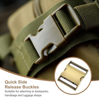 HARFINGTON Metal Quick Side Release Buckles Zinc Adjustable Quick Release Buckle Replacement Snaps Clips Clasps - color: Brushed Bronze, size: 1-1/2"(38mm)