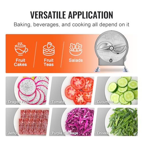 VEVOR Manual Vegetable Fruit Slicer, 0-0.5"/0-12mm Thickness Adjustable Commercial Slicer Machine, Stainless Steel Food Cutter Slicing Machine with 2 Spare Blades, for Potato, Cucumber, Lemon, Tomato - size: Manual-Vegetable-Stainless Steel