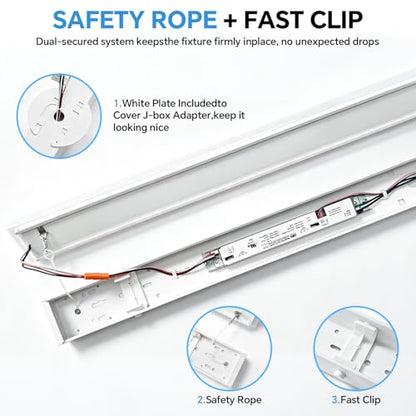4ft LED Linear Light Fixture,50/40/30W for Office Garage Warehouse - color: No Suspension Kit, size: 4FT-4P