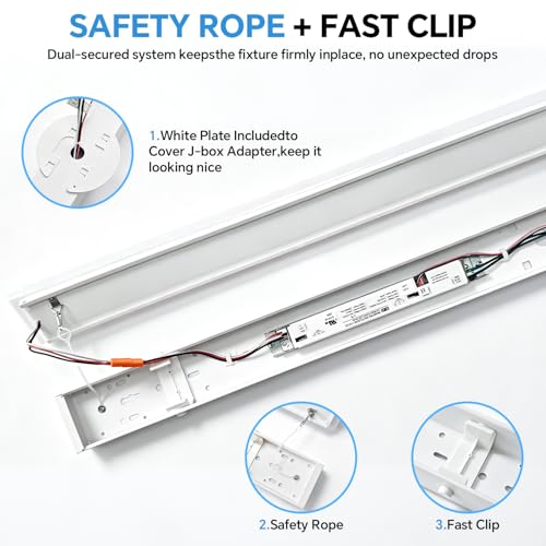 4ft LED Linear Light Fixture,50/40/30W for Office Garage Warehouse - color: Suspended Mount, size: 4FT-1P