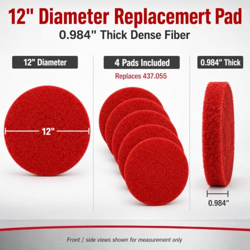 4-Pack 437.055 12-Inch Red Polish Pads for Oreck ORB550MC